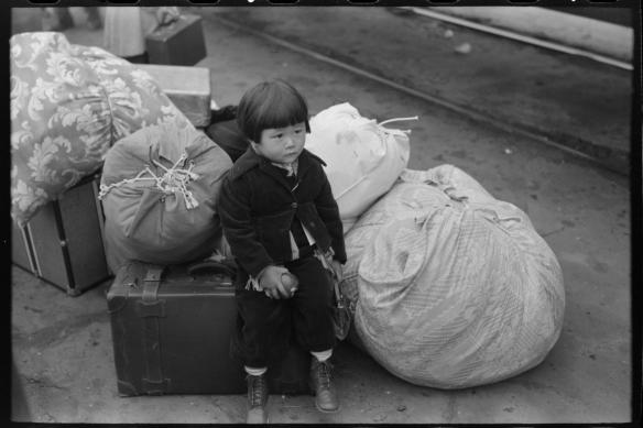 Yukiko Okinaga at the Old Santa Fe station, April 1942